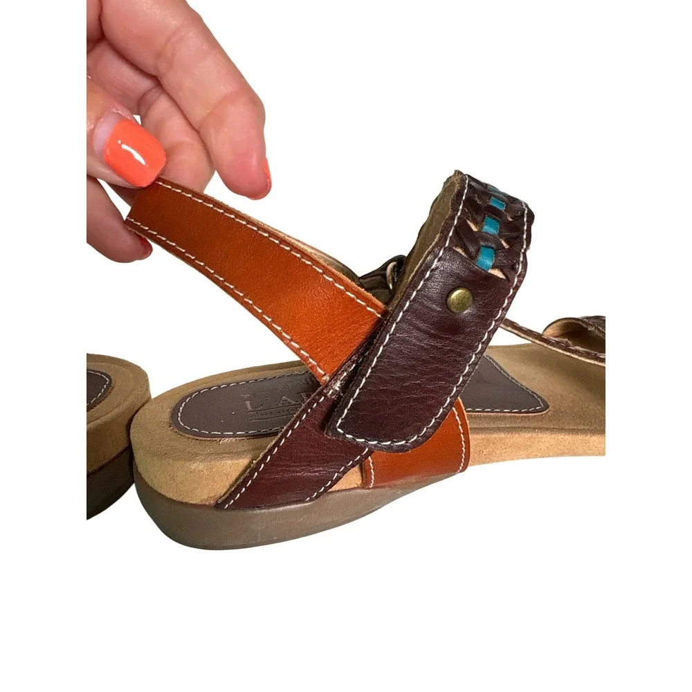 L'Artiste Spring Step Joaquima Leather Braided Slingback Sandals Brown Size 39